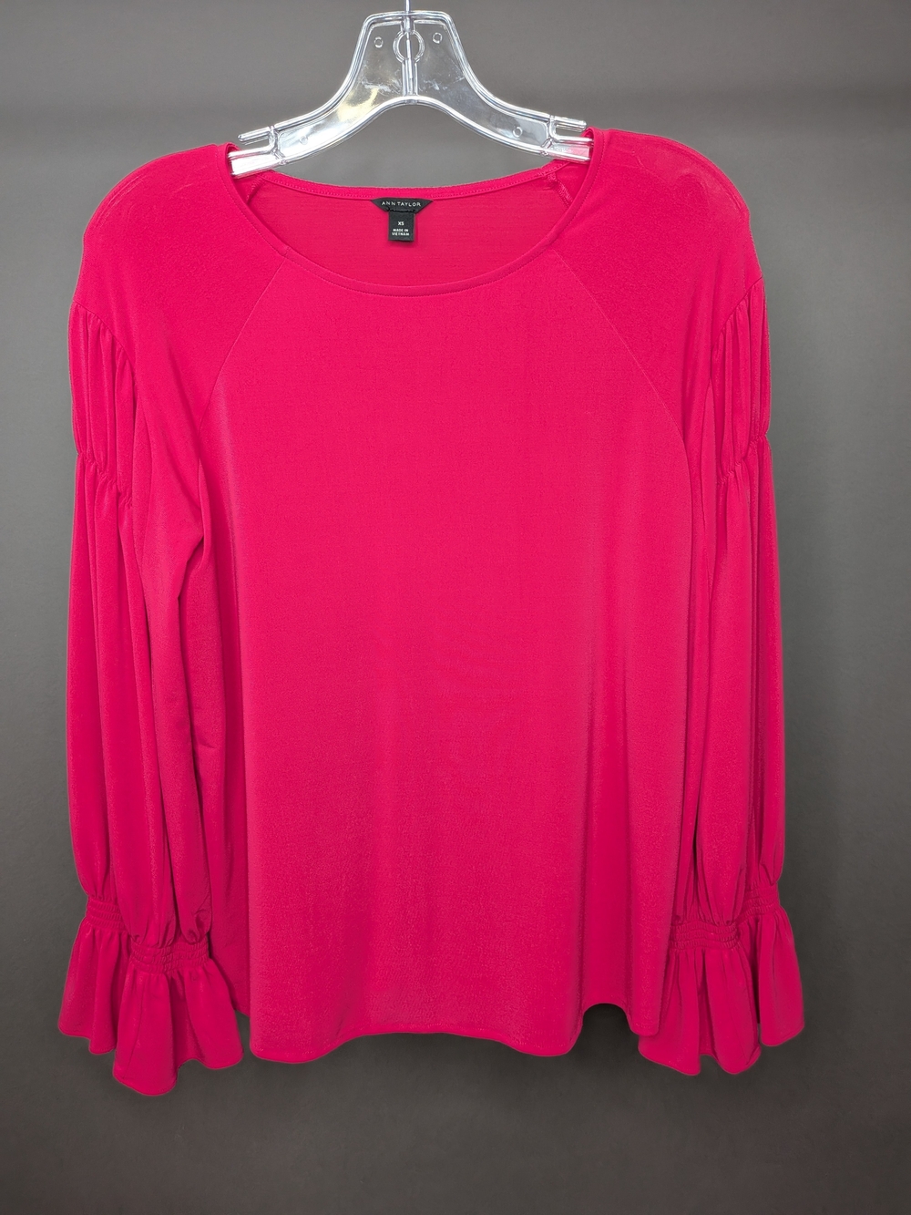 Ann Taylor Pink Long-Sleeve Ruffle Cuff Top